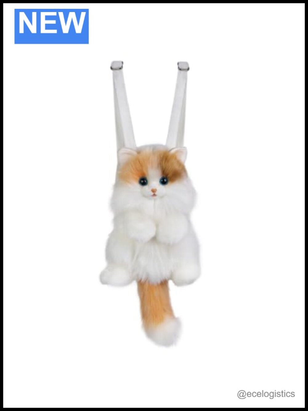 Realistic Calico Cat Plush Backpack Women Handbag